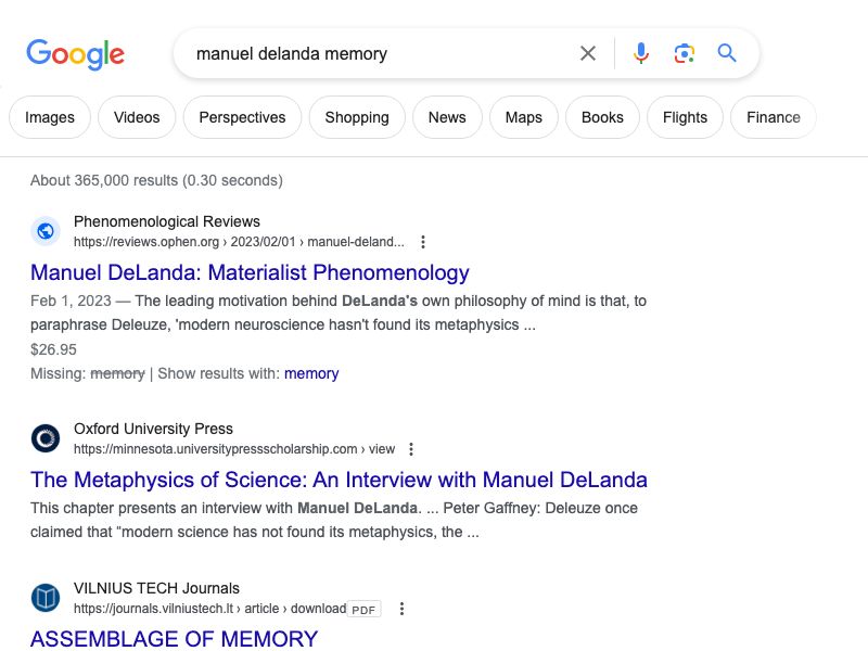 manuel delanda memory,Unknown